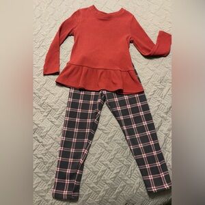 TODDLER 2 PC Maroon Ribbed Light Sweater, with matching fleece leggings SZ-4T